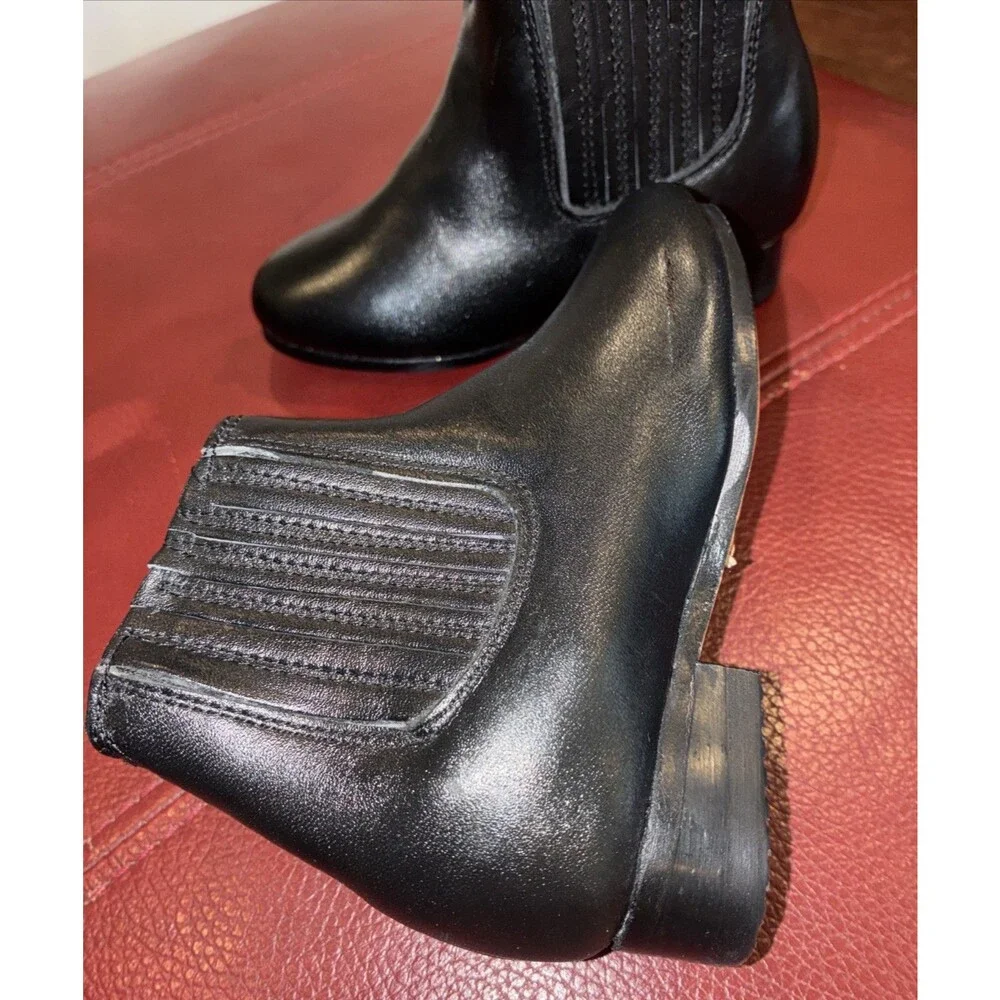 La Barca Paso de Mula Kids Black Leather Botines Charros Size 14 MEX 7C US
